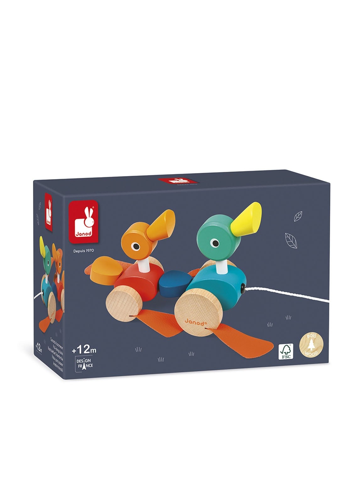 Janod Eendenfamilie trekfiguur  - voorkant 2 multicolor