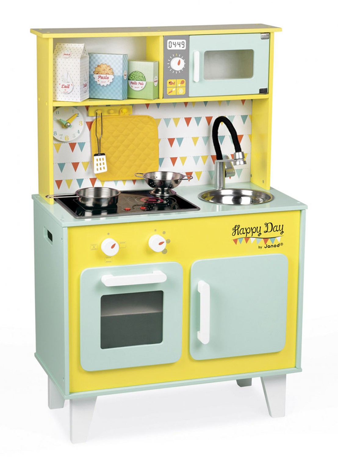 Janod Happy Day houten keukentje - voorkant geel