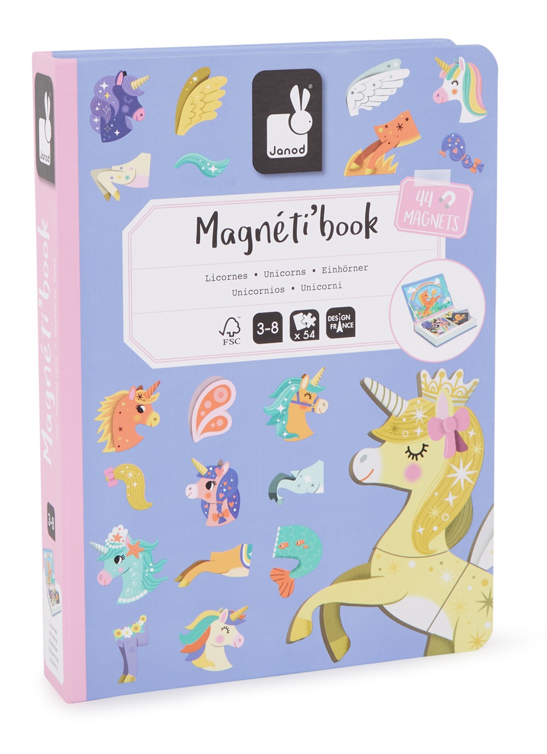 Janod Magnetibook eenhoorn - voorkant multicolor
