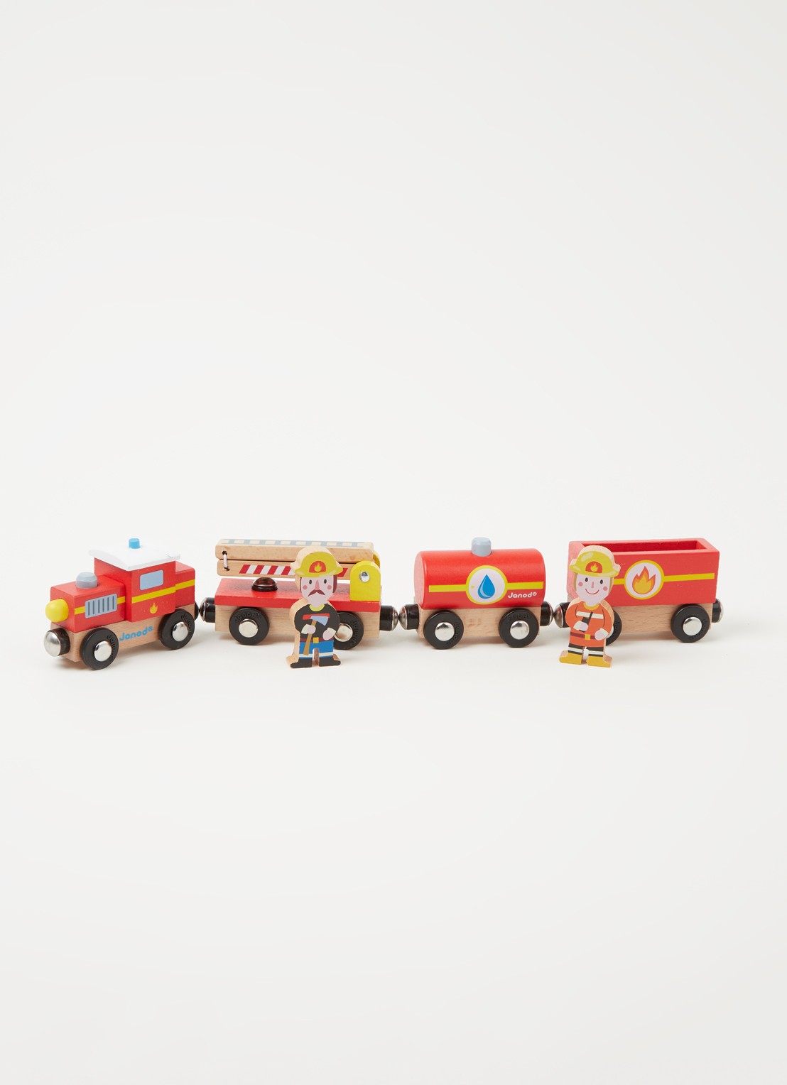 Janod Story brandweertrein magneetpuzzel 4-delig - voorkant 2 steenrood