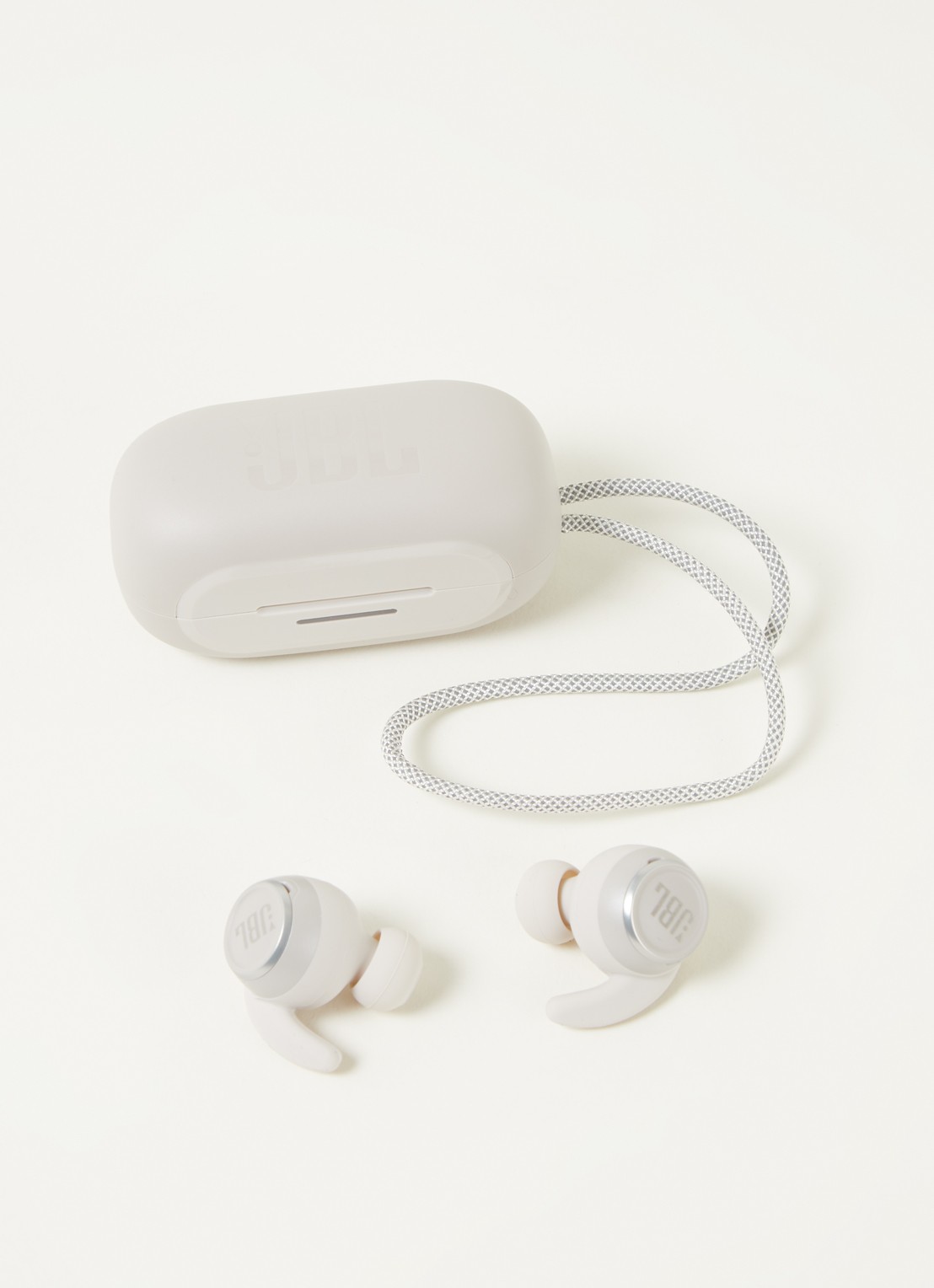 JBL Reflect Mini  NC TWS draadloze oordopjes - detail gebroken wit