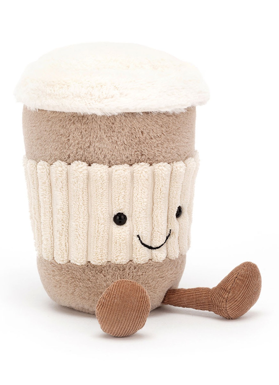 Jellycat Amuseable Coffee-To-Go knuffel 15 cm - voorkant bruin