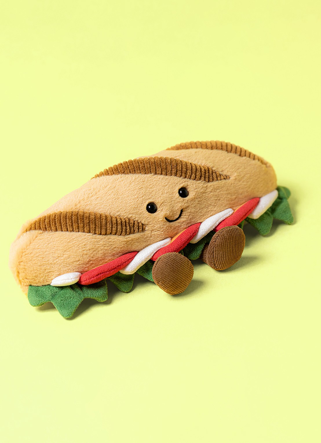 Jellycat Amuseables Caprese Baguette knuffel 10 cm  - voorkant multicolor