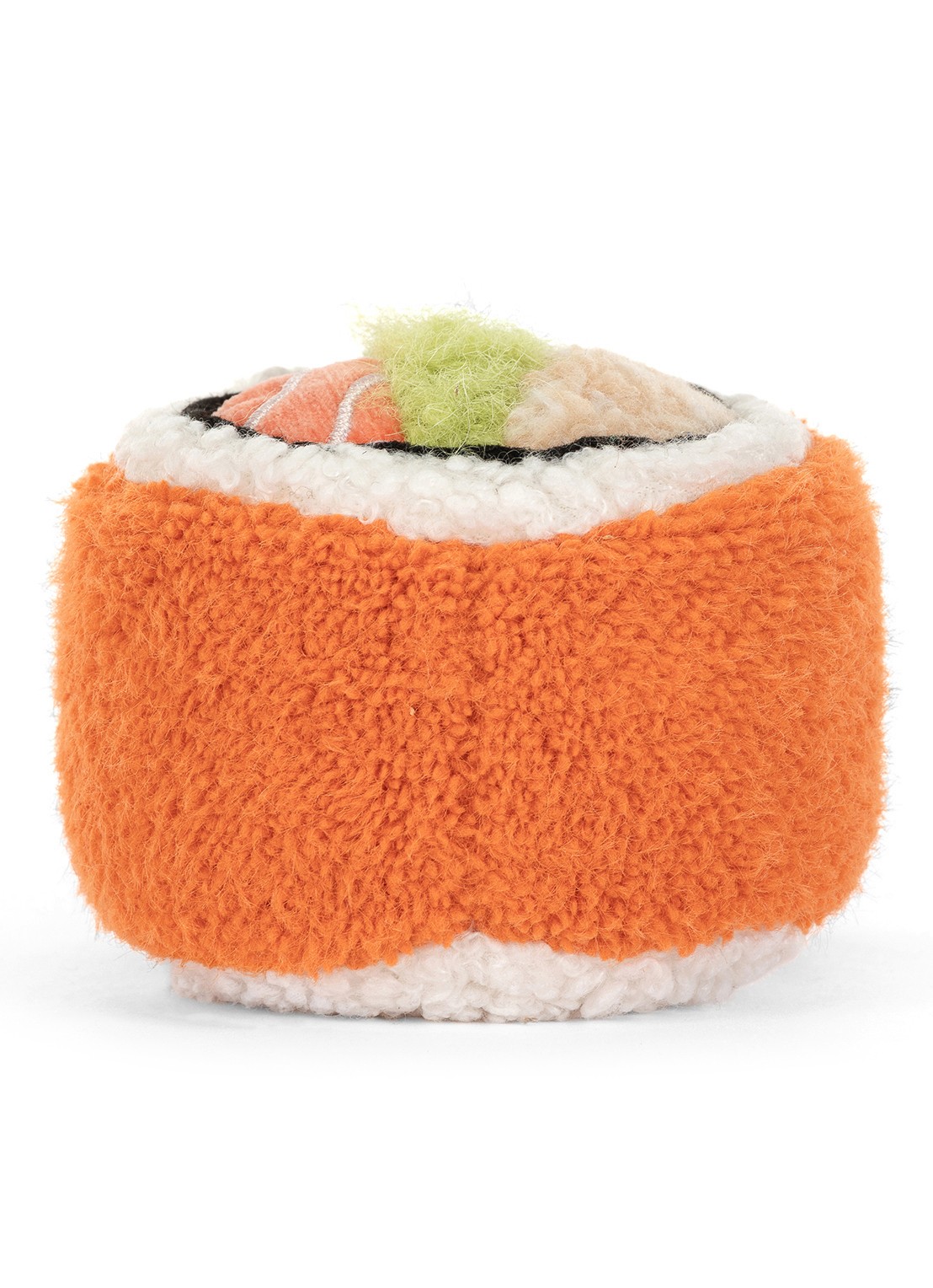 Jellycat Amuseables Codhi Californian Roll knuffel 9 cm - achterkant 7 oranje