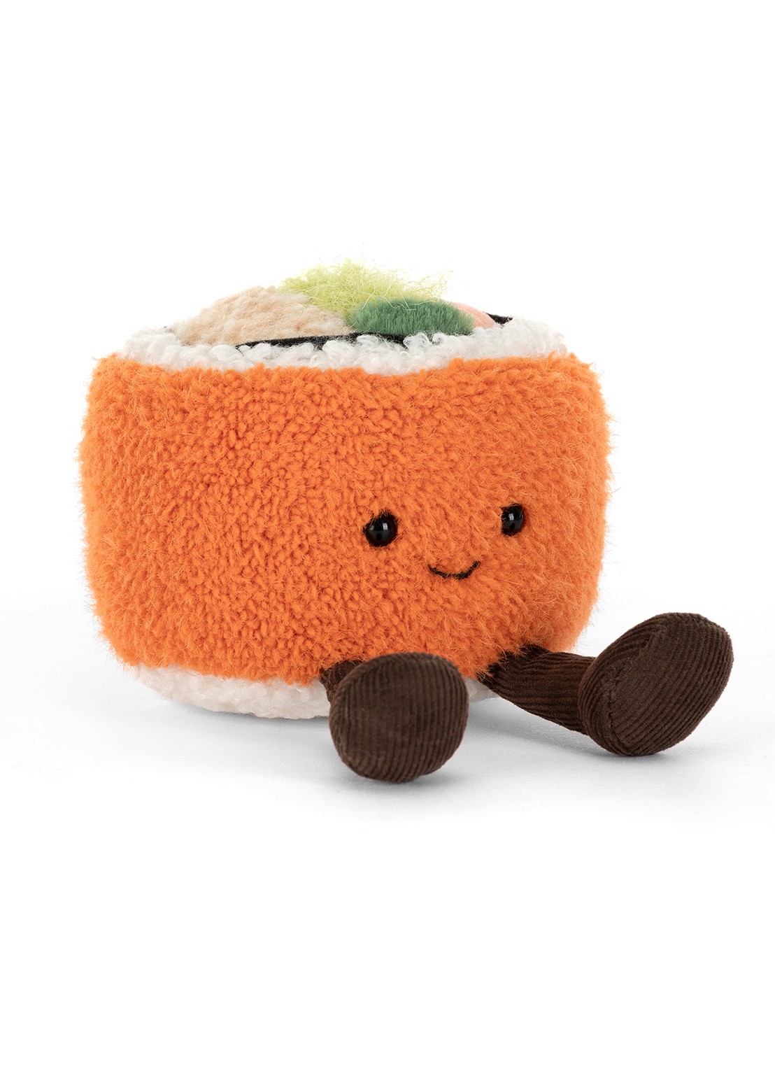 Jellycat Amuseables Codhi Californian Roll knuffel 9 cm - voorkant 5 oranje