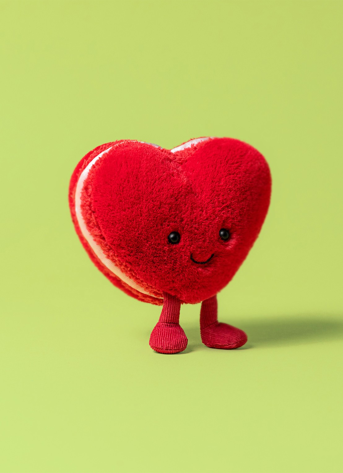 Jellycat Amuseables Macaron Hart Knuffel 10 cm • Donkerrood • de Bijenkorf