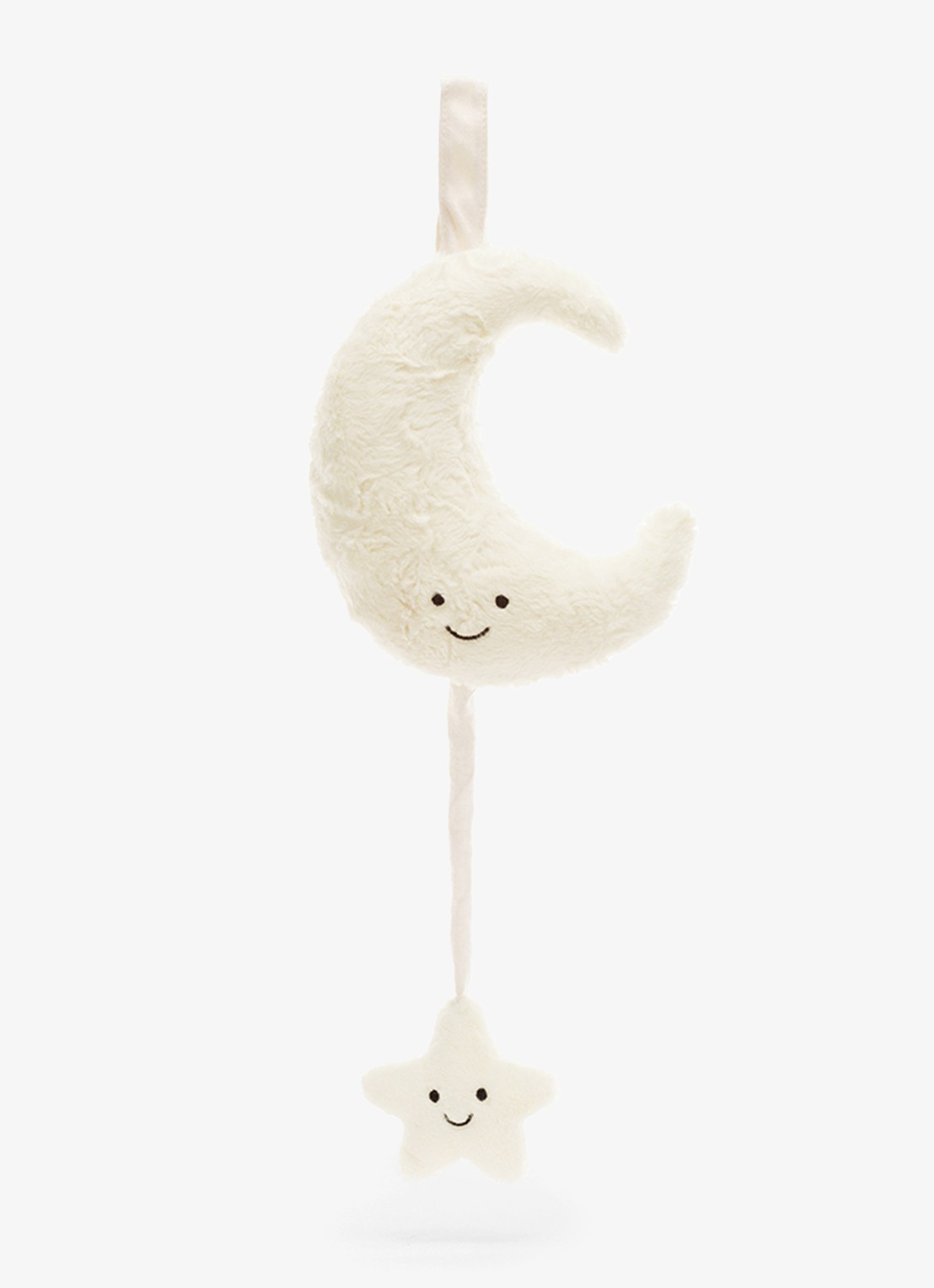 Jellycat Amuseables Moon Musicall Pull knuffel 28 cm - voorkant 2 wit