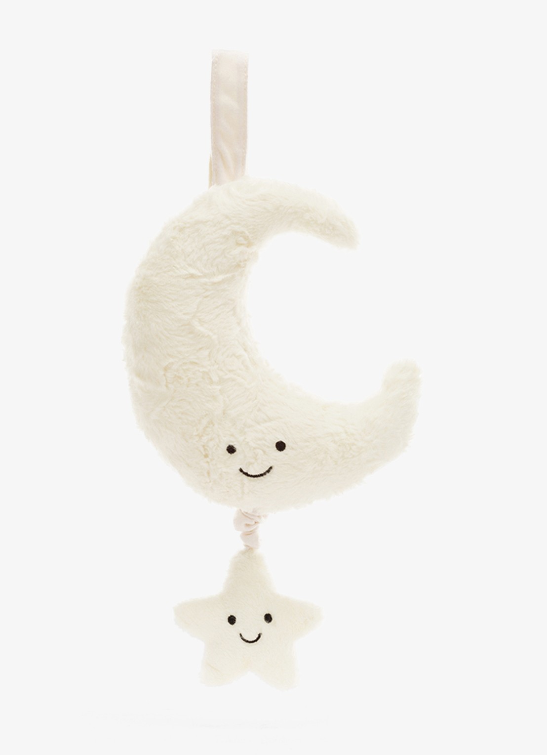 Jellycat Amuseables Moon Musicall Pull knuffel 28 cm - voorkant 3 wit