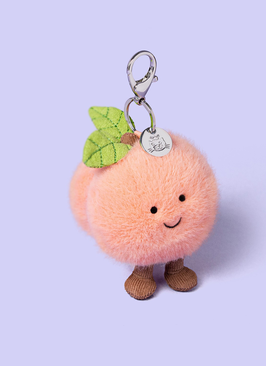 Jellycat Amuseables Peach Bag Charm tasbedel  - voorkant 3 roze