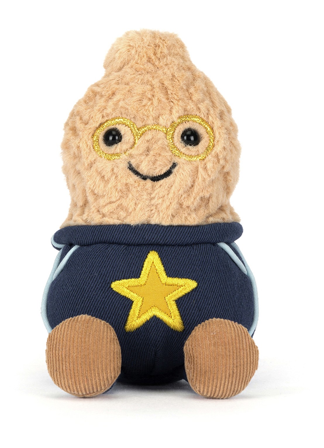 Jellycat Amuseables Peanut Star Student Outfit knuffel 15 cm  - detail beige