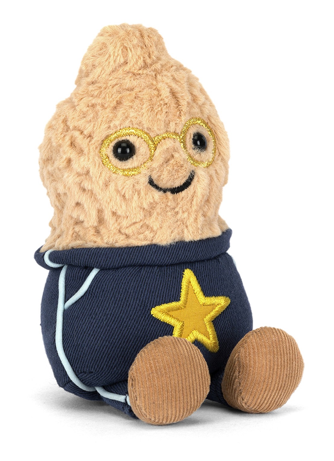 Jellycat Amuseables Peanut Star Student Outfit knuffel 15 cm  - voorkant 5 beige
