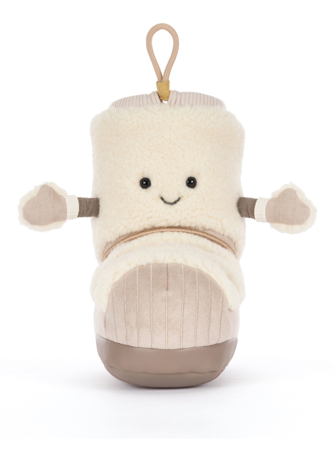 Jellycat Amuseables Perta Snow Boot knuffel 21 cm - voorkant beige