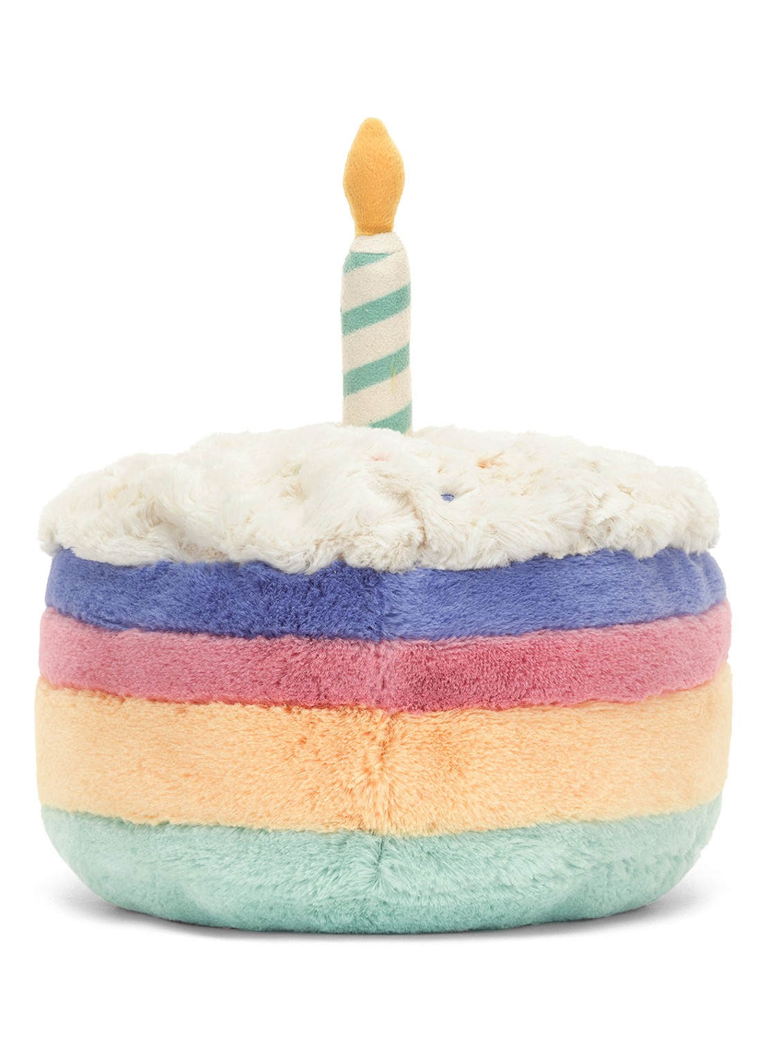 Jellycat Amuseables Rainbow Birthday Cake knuffel 15 cm - achterkant 2 blauw