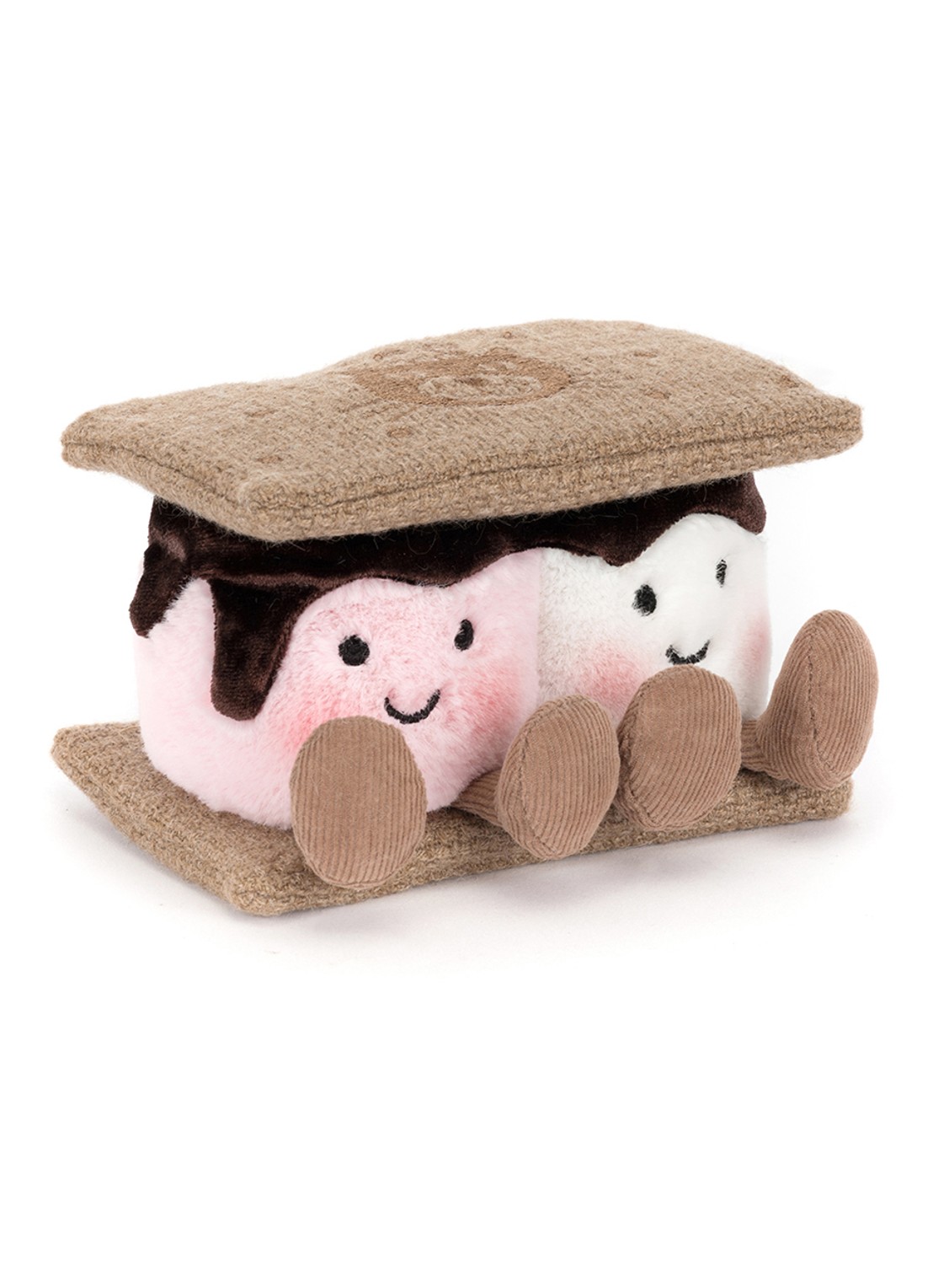 Jellycat Amuseables S'mores knuffel 7 cm - voorkant 6 beige