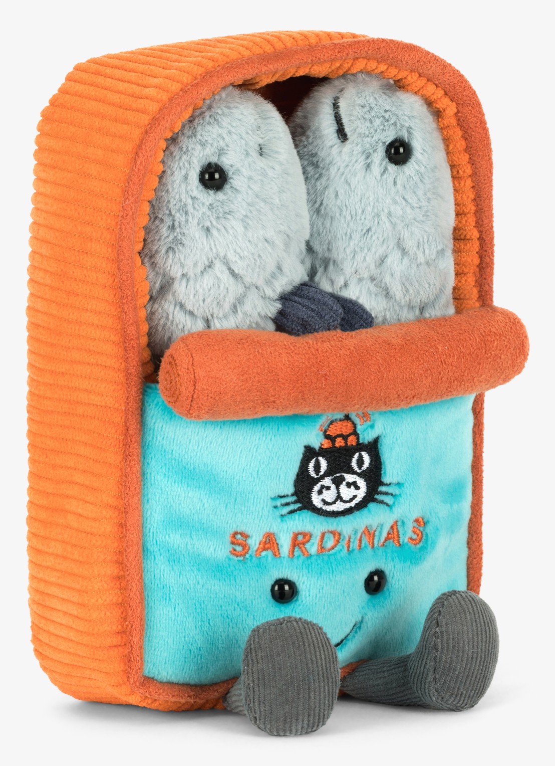 Jellycat Amuseables Sardineblikje knuffel - detail 4 oranje