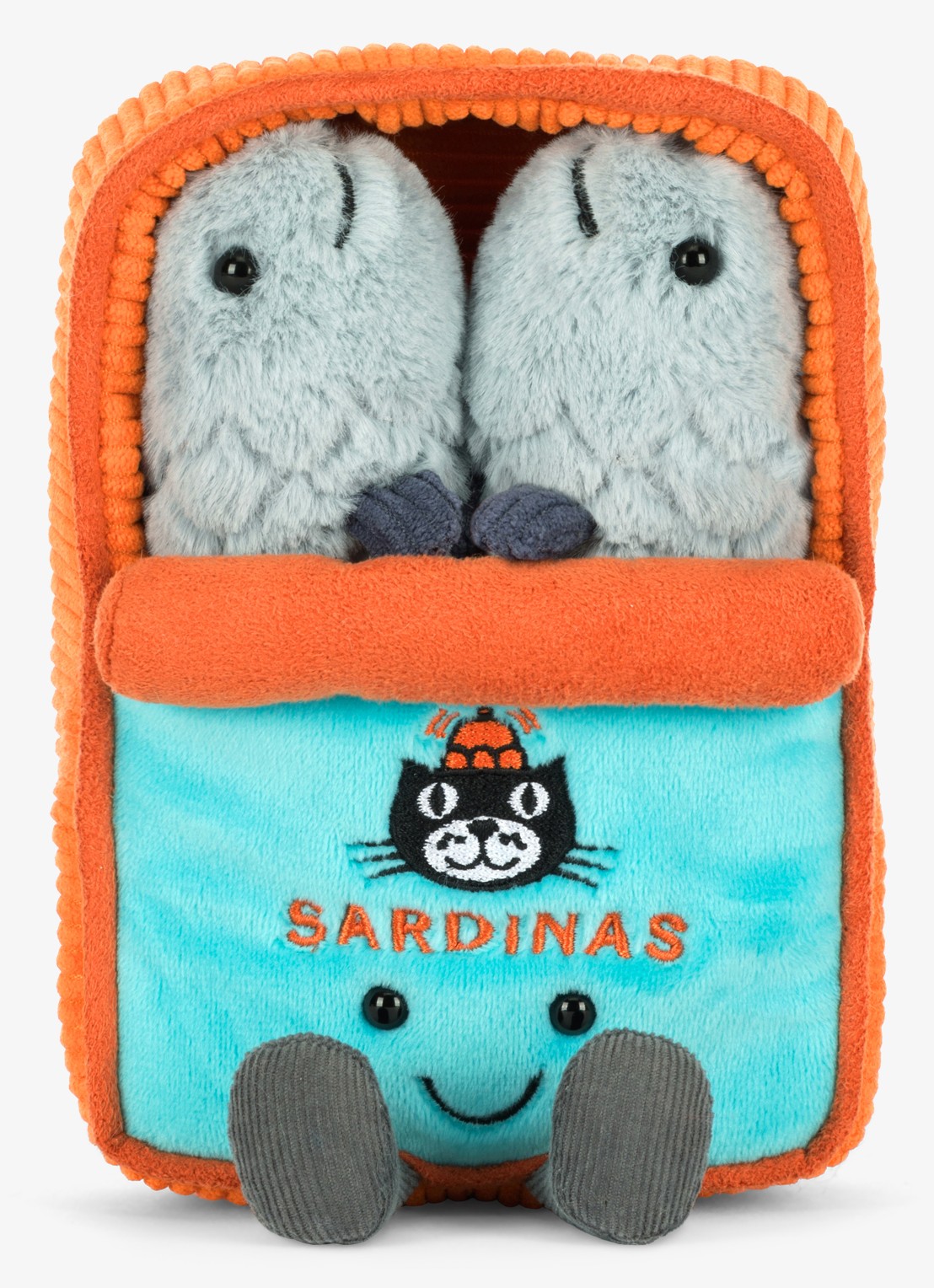Jellycat Amuseables Sardineblikje knuffel - voorkant 2 oranje
