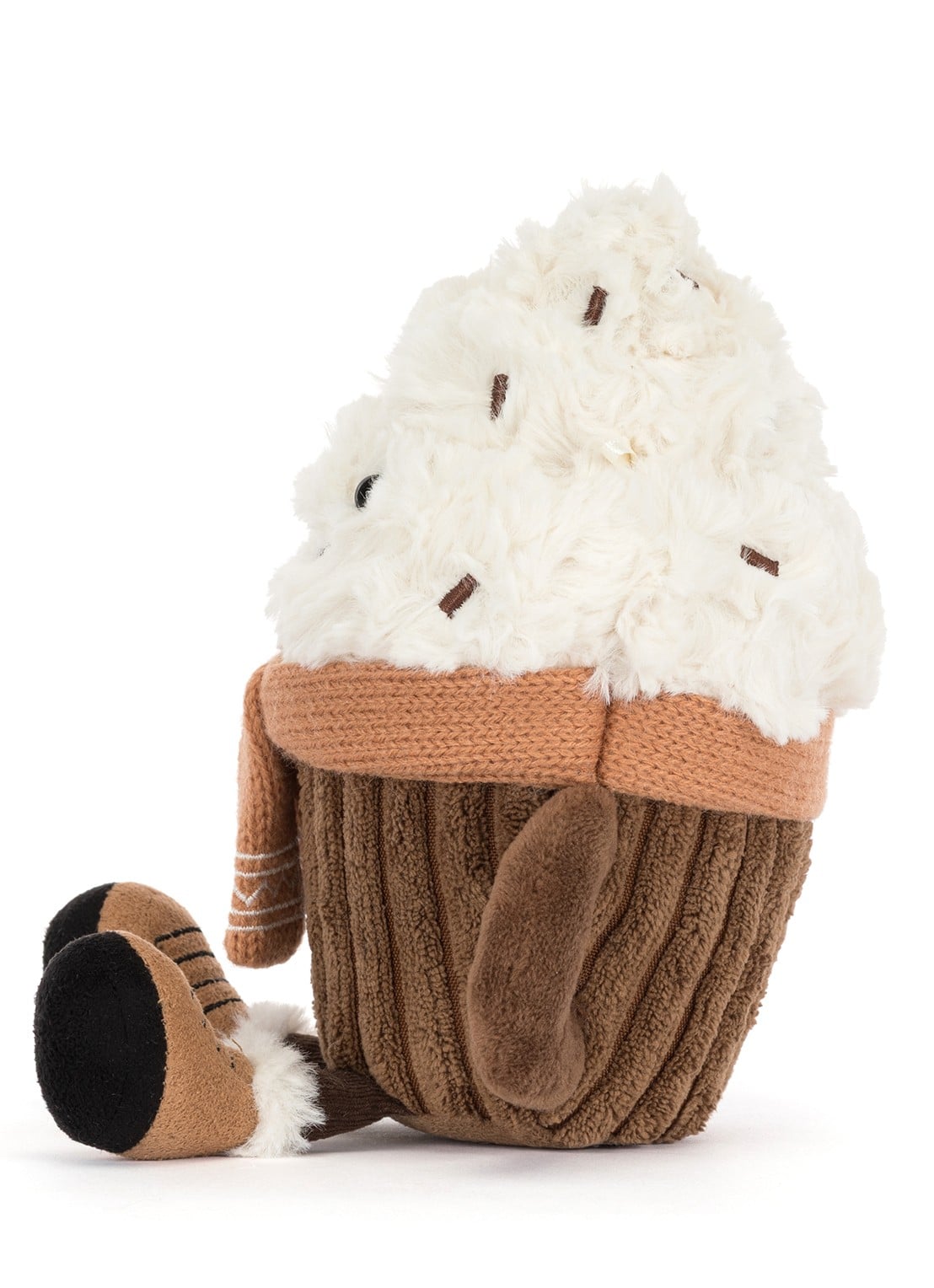 Jellycat Amuseables Scarffles Hot Chocolate knuffel 19 cm - voorkant 3 beige