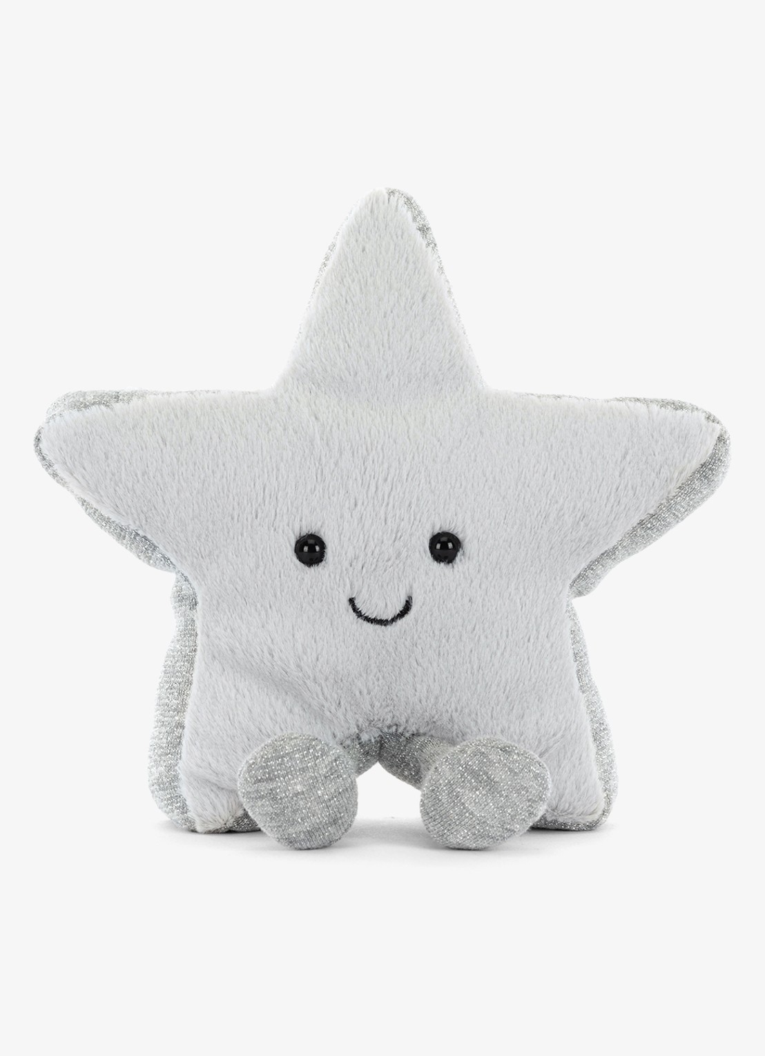 Jellycat Amuseables Silver Star knuffel 17 cm - voorkant 4 lichtgrijs