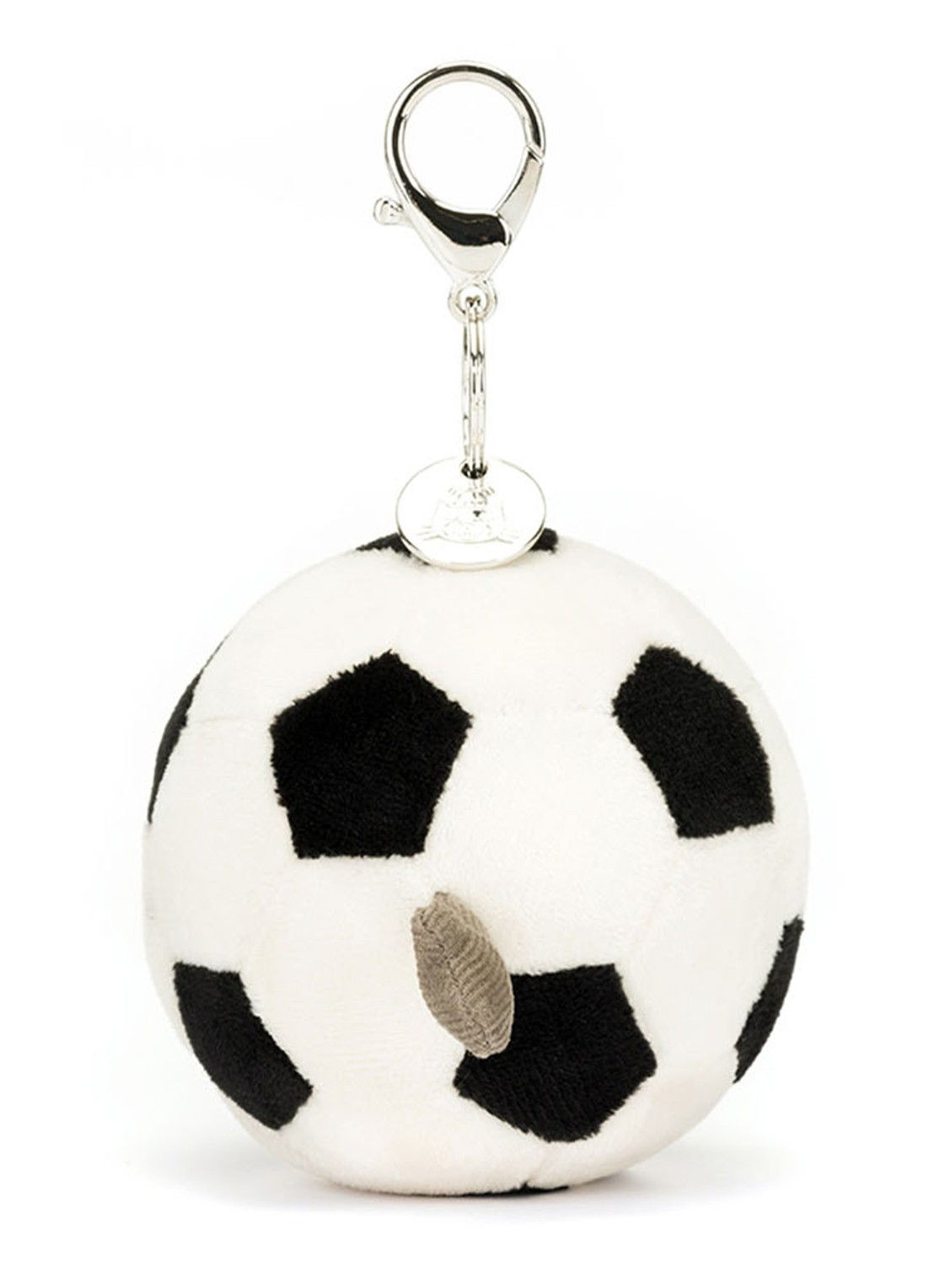 Jellycat Amuseables Sports Football Bag Charm tasbedel - achterkant 3 gebroken wit
