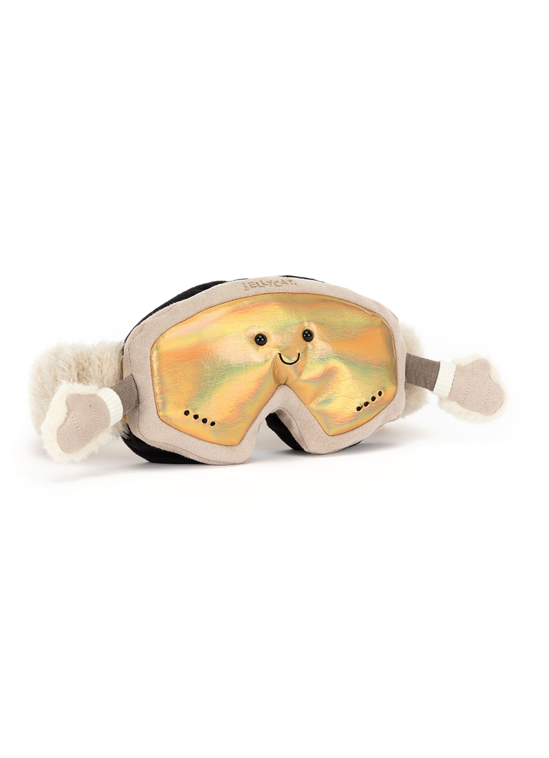 Jellycat Amuseables Sports Ski Club Goggles knuffel 10 cm - detail beige
