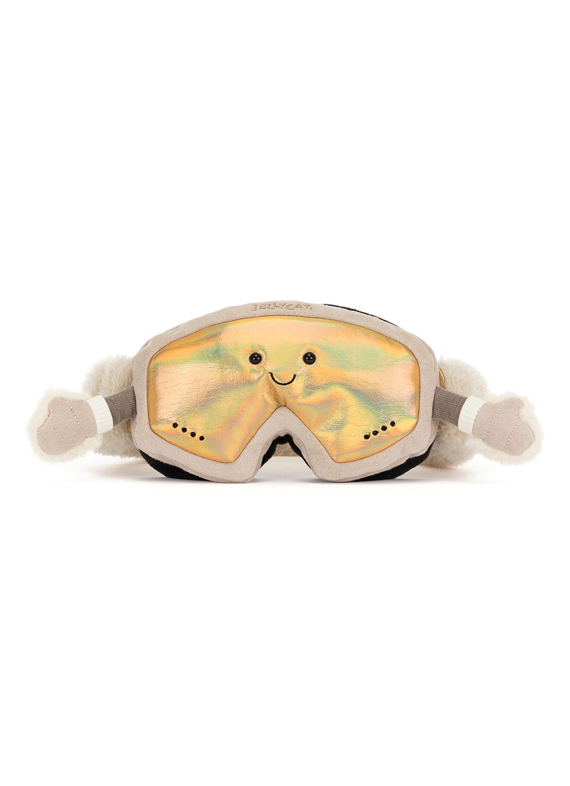 Jellycat Amuseables Sports Ski Club Goggles knuffel 10 cm - voorkant 2 beige