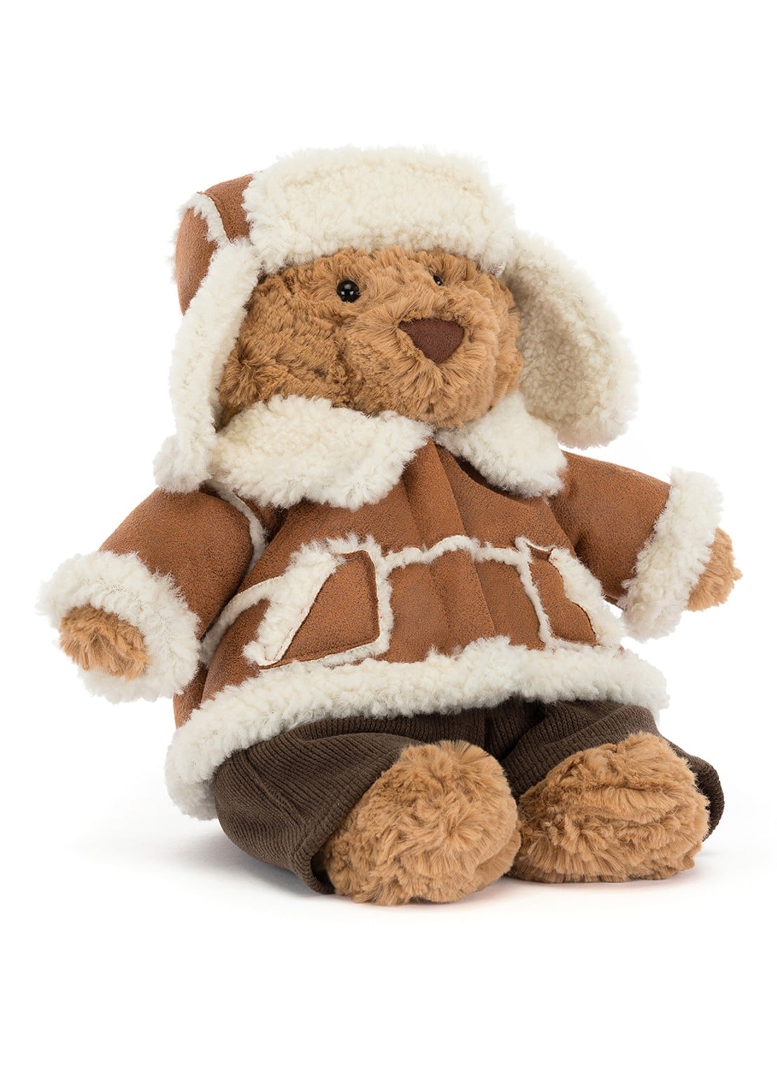 Jellycat Bartholomew Bear 'Alpine' Outfit knuffel 26 cm - detail beige