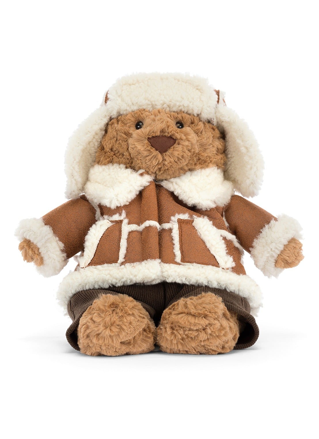 Jellycat Bartholomew Bear 'Alpine' Outfit knuffel 26 cm - voorkant 3 beige