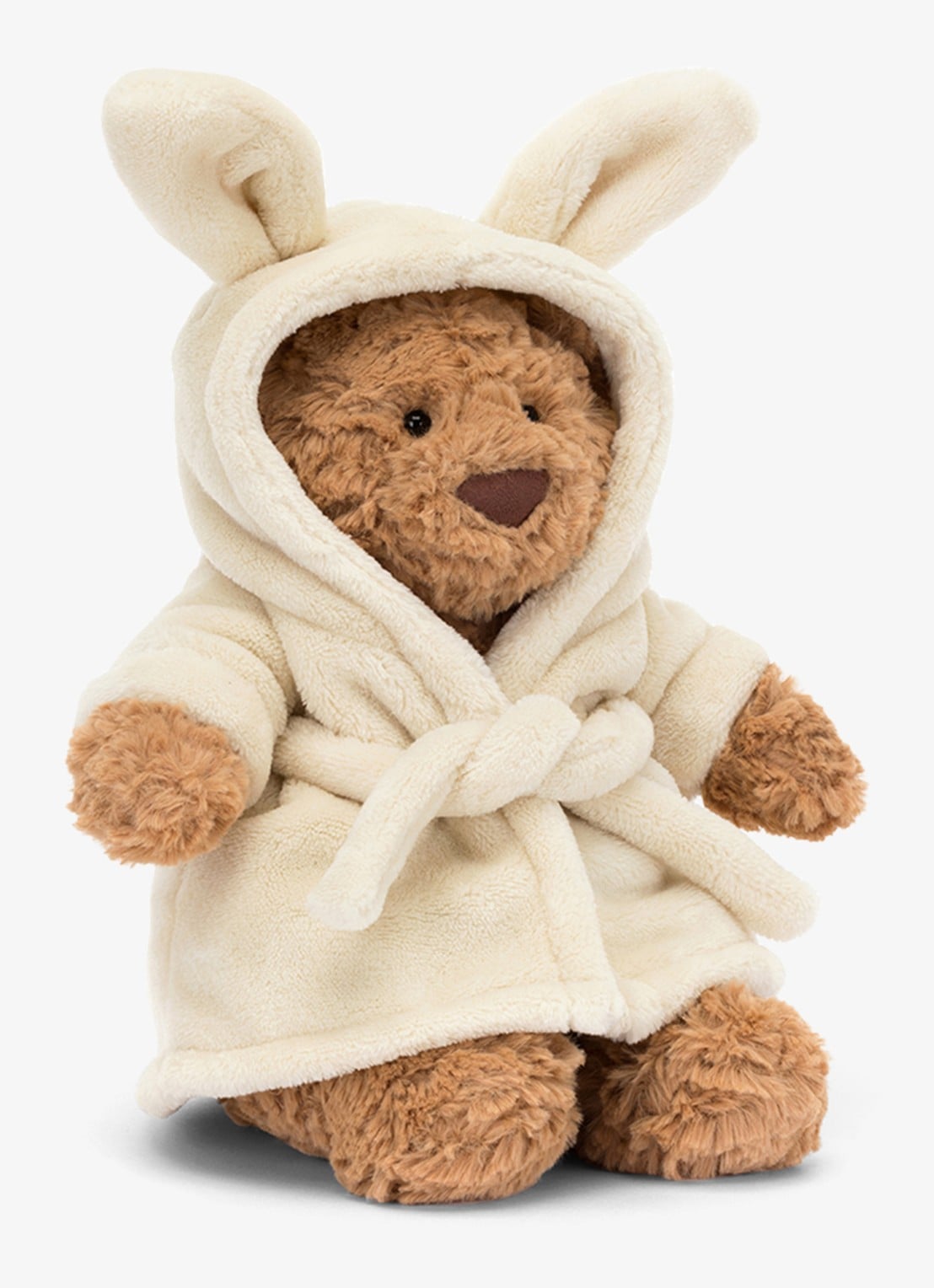 Jellycat Bartholomew Bear Bathrobe Outfit knuffel 26 cm - voorkant donkerbeige
