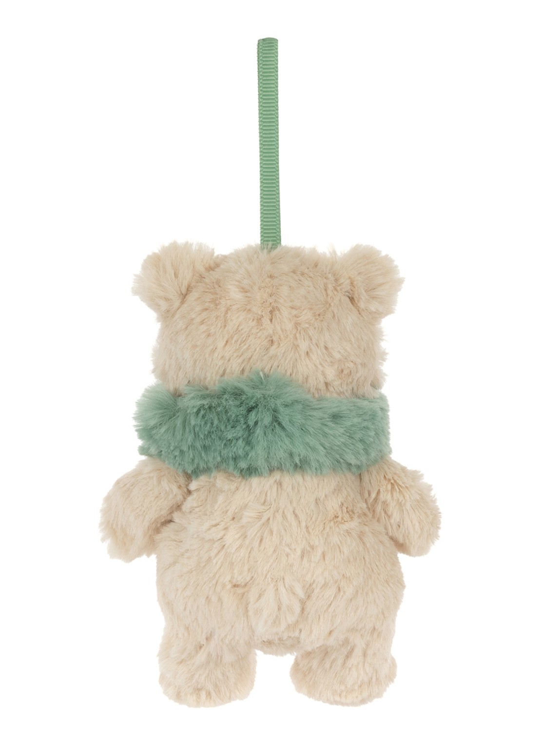 Jellycat Bartholomew Bear Jr. Winter Warmer kersthanger 10 cm - achterkant beige