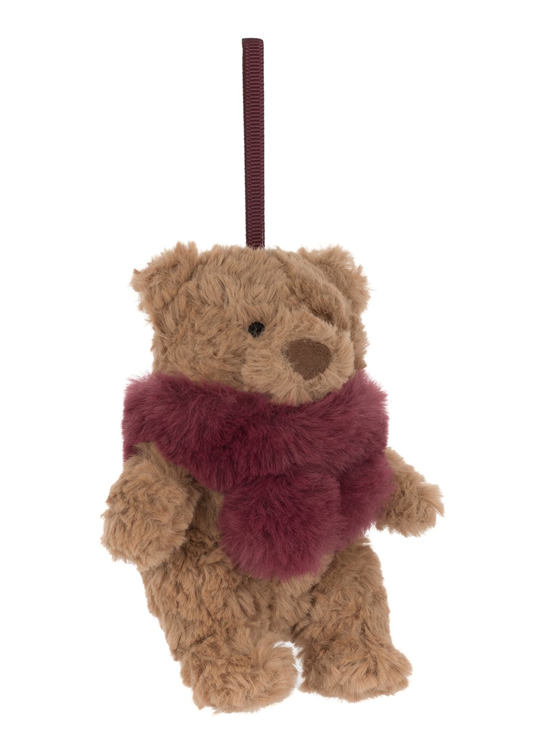 Jellycat Bartholomew Bear Winter Warmer kersthanger 10 cm - detail beige