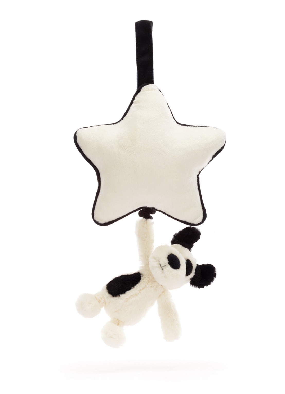 Jellycat Bashful Black & Cream Puppy Musical Pull knuffel 30 cm - detail 2 creme