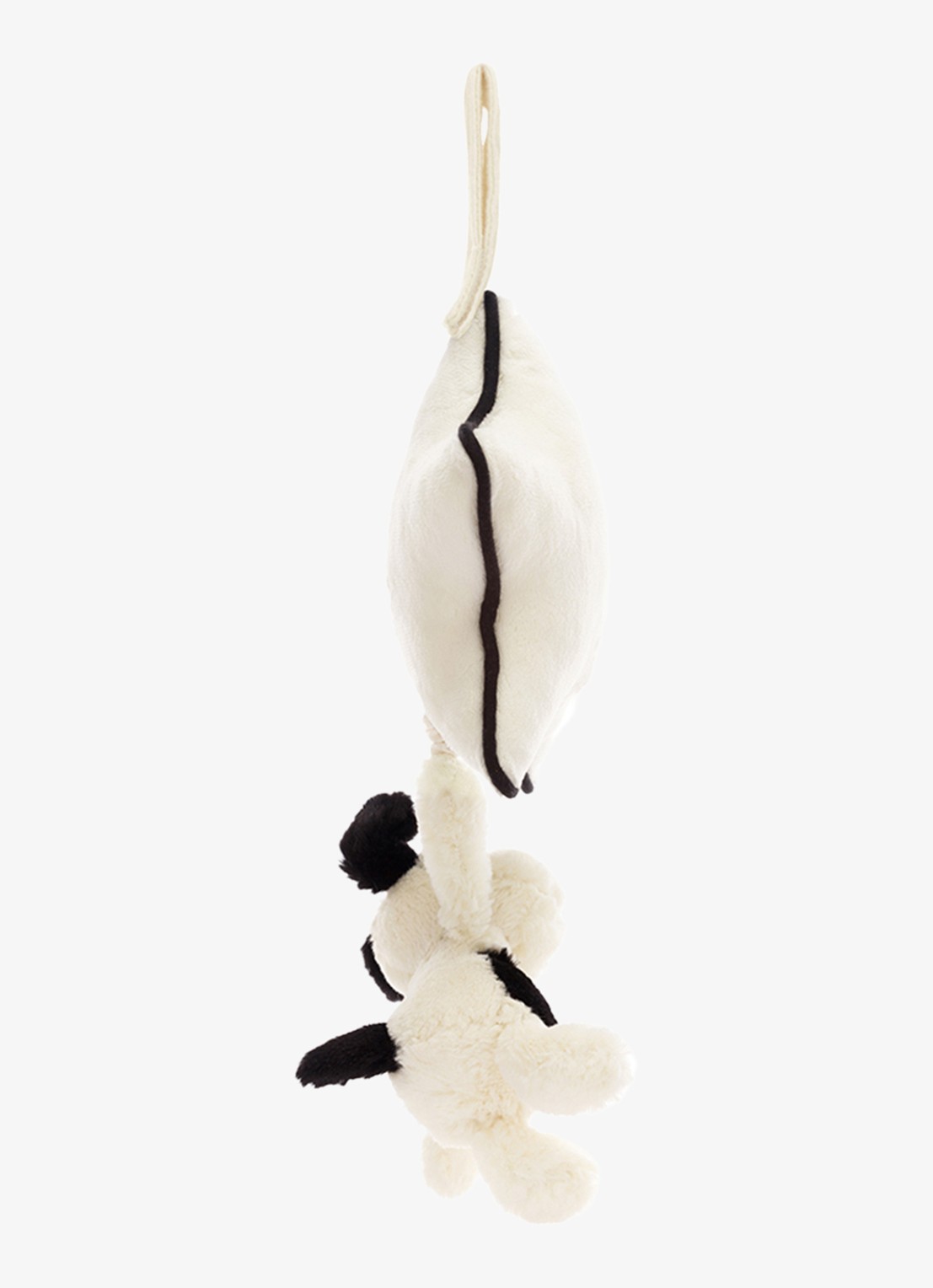 Jellycat Bashful Black & Cream Puppy Musical Pull knuffel 30 cm - detail 2 wit