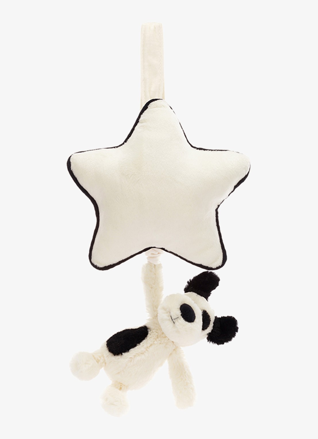 Jellycat Bashful Black & Cream Puppy Musical Pull knuffel 30 cm - detail 3 wit
