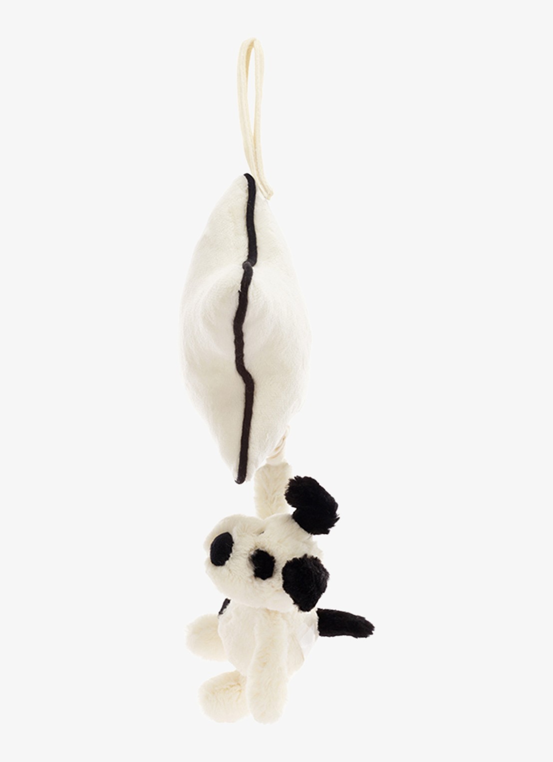 Jellycat Bashful Black & Cream Puppy Musical Pull knuffel 30 cm - voorkant 5 wit