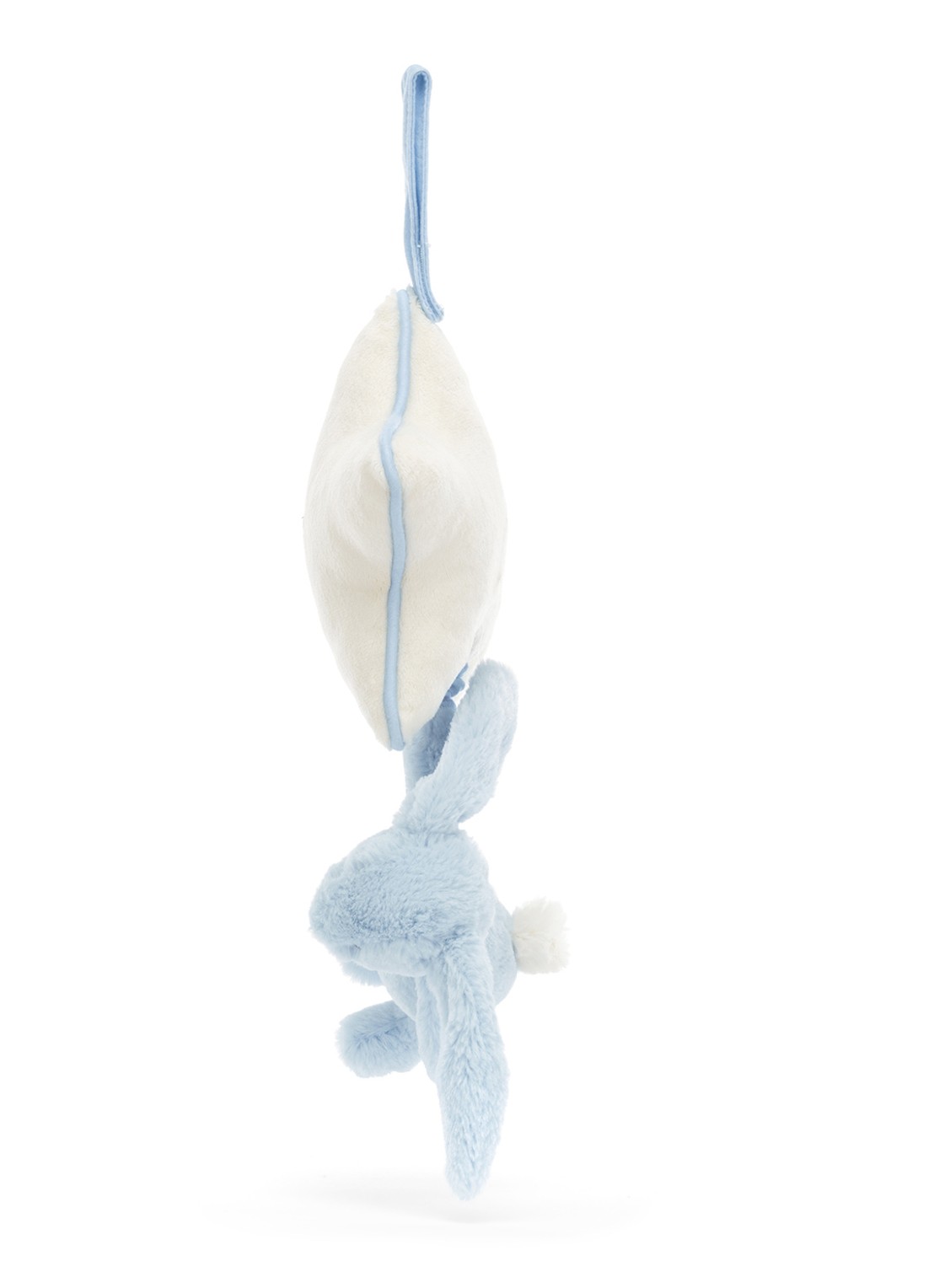 Jellycat Bashful Bunny Musical Pull muziekknuffel 30 cm - detail 3 lichtblauw