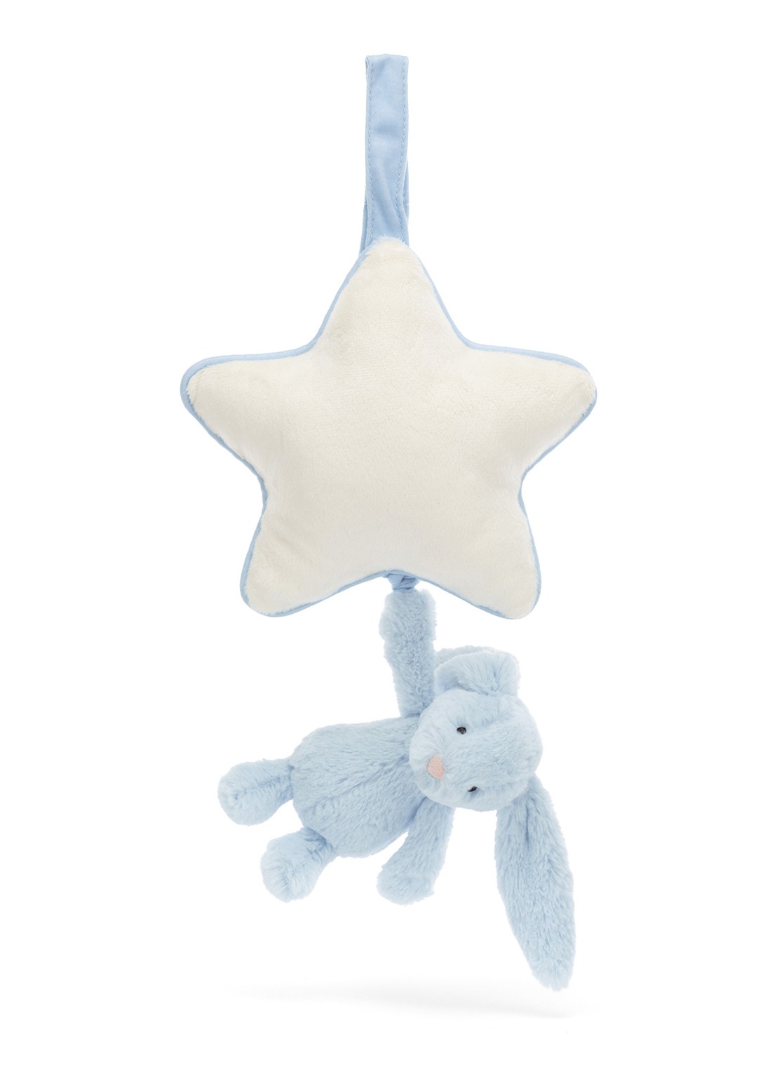 Jellycat Bashful Bunny Musical Pull muziekknuffel 30 cm - detail 4 lichtblauw