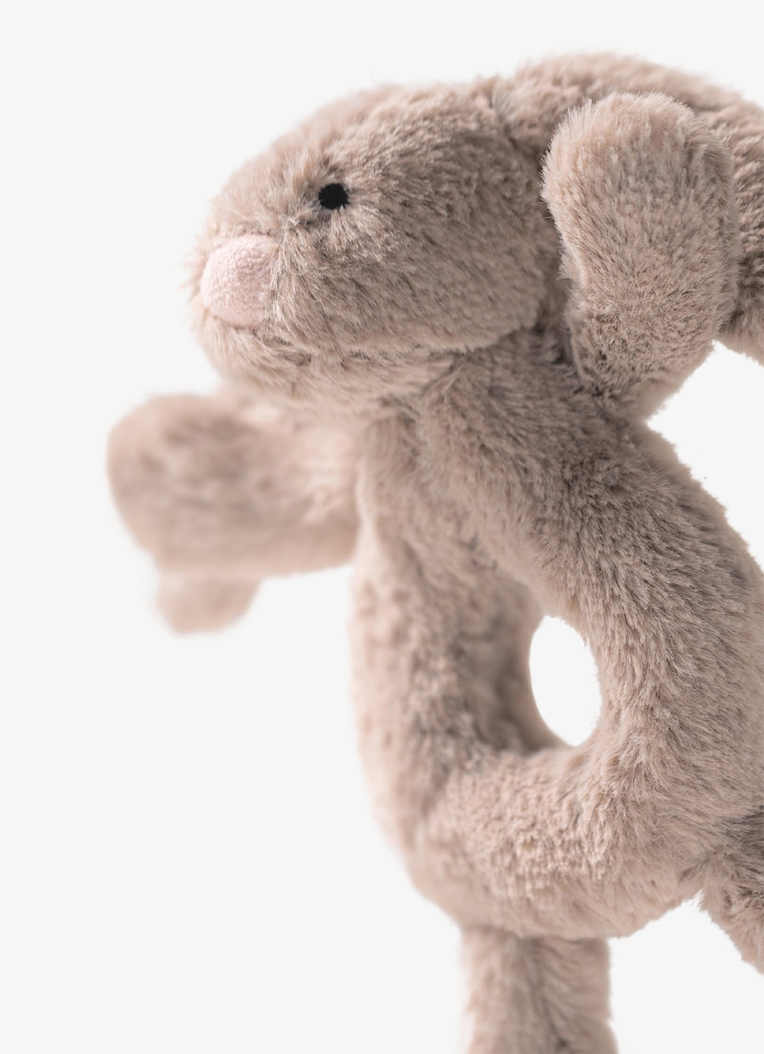 Jellycat Bashful Bunny rammelaar 18 cm  - detail multicolor