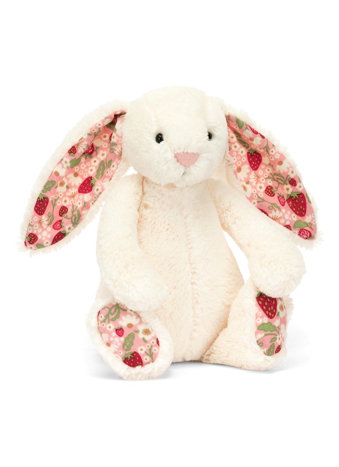 Jellycat Blossom Cream Bunny 'Berry' knuffel - voorkant 2 donkerroze