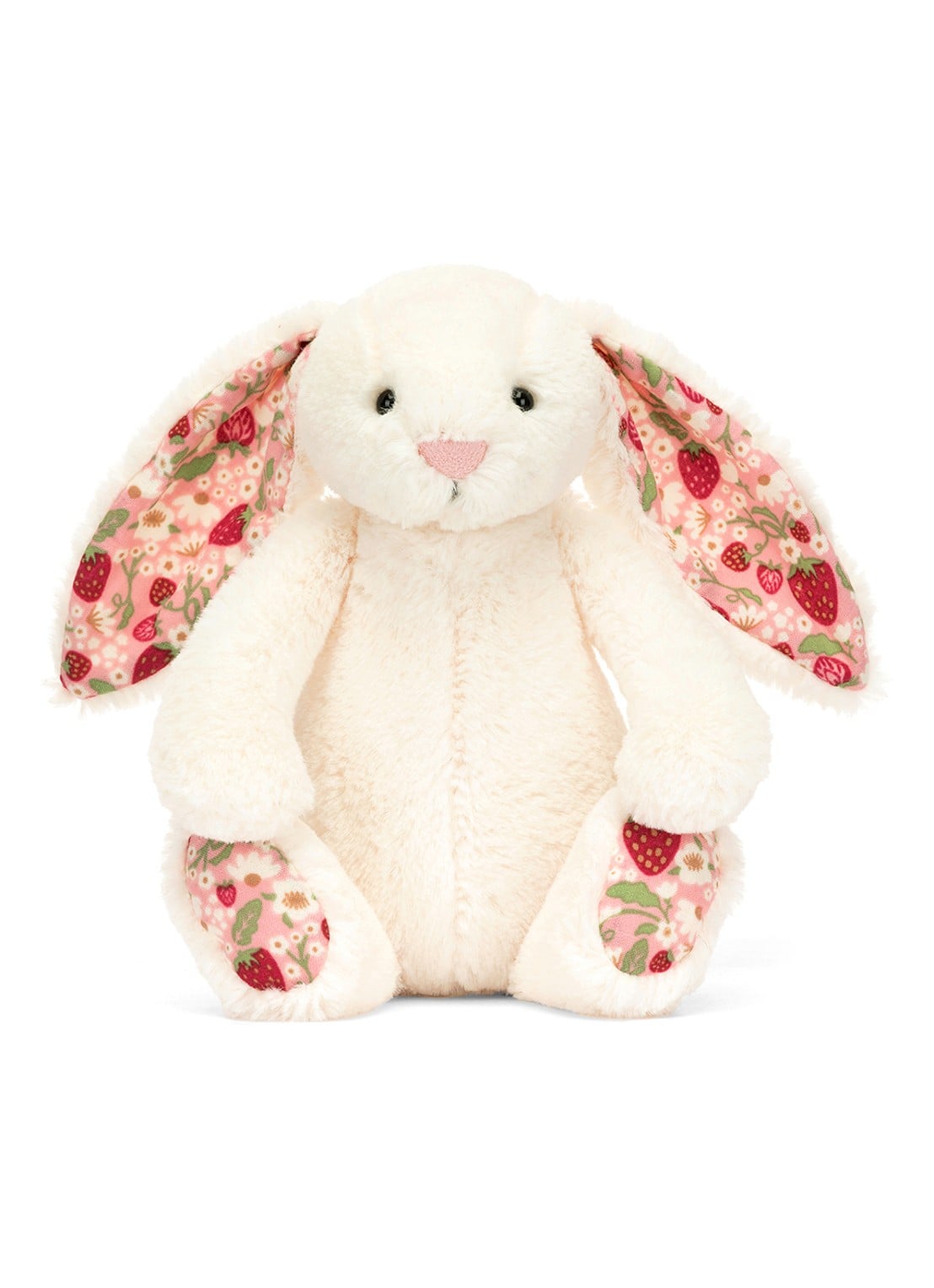 Jellycat Blossom Cream Bunny 'Berry' knuffel - voorkant 3 donkerroze
