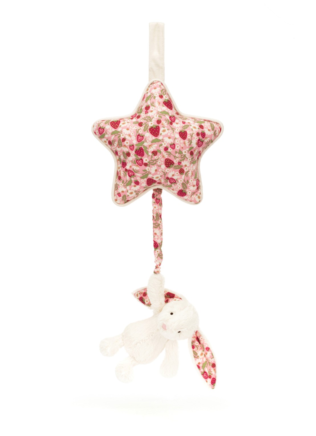 Jellycat Blossom Cream Bunny 'Berry' muziekknuffel 30 cm - voorkant 7 roze