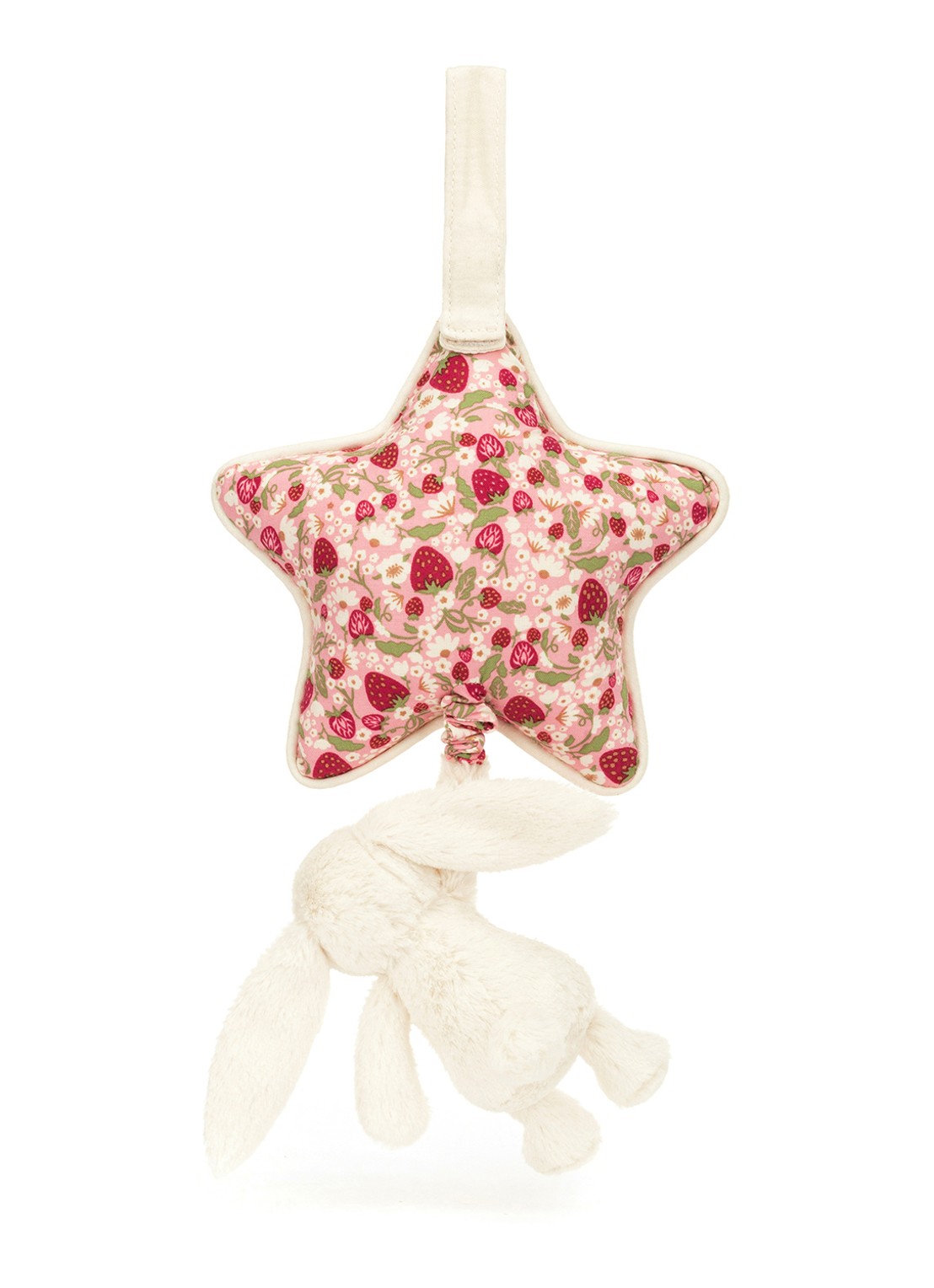 Jellycat Blossom Cream Bunny 'Berry' muziekknuffel 30 cm - achterkant roze