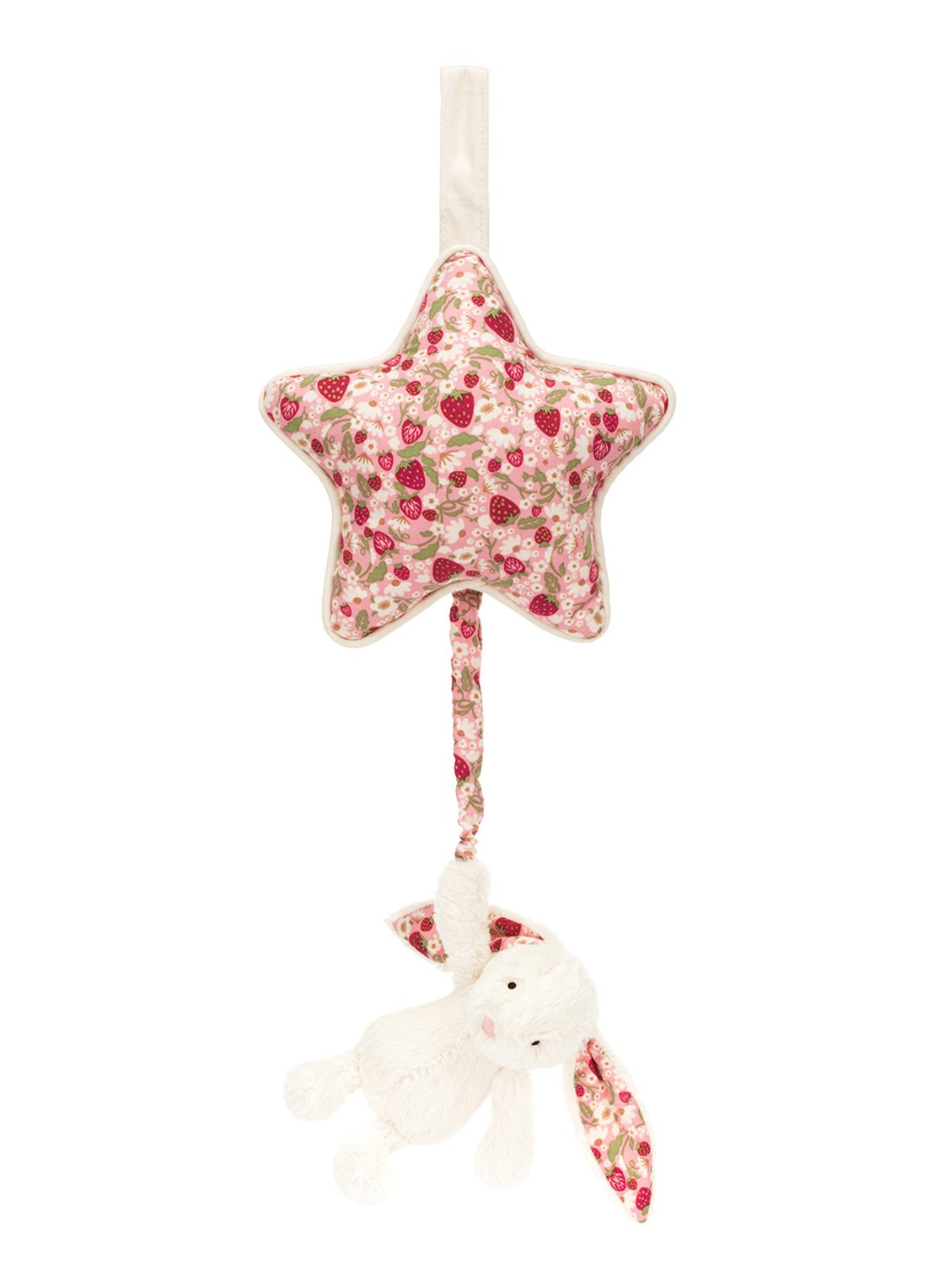 Jellycat Blossom Cream Bunny 'Berry' muziekknuffel 30 cm - voorkant 2 roze
