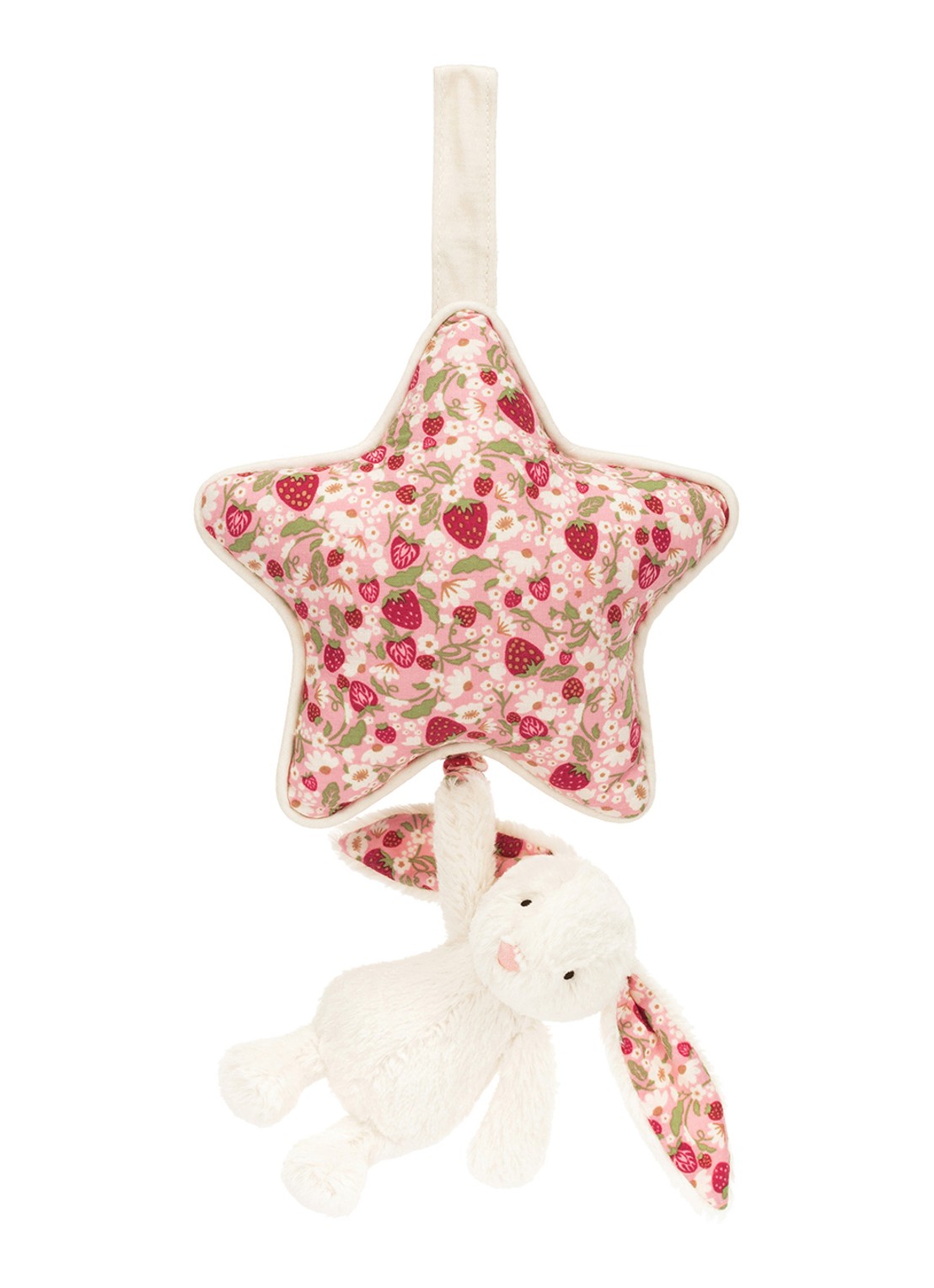 Jellycat Blossom Cream Bunny 'Berry' muziekknuffel 30 cm - voorkant 3 roze