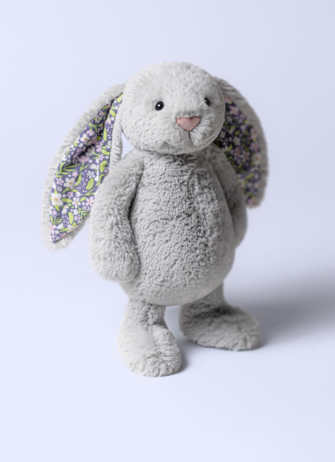 Jellycat Blossom Silver Bunny 'Bloom' knuffel - detail grijs
