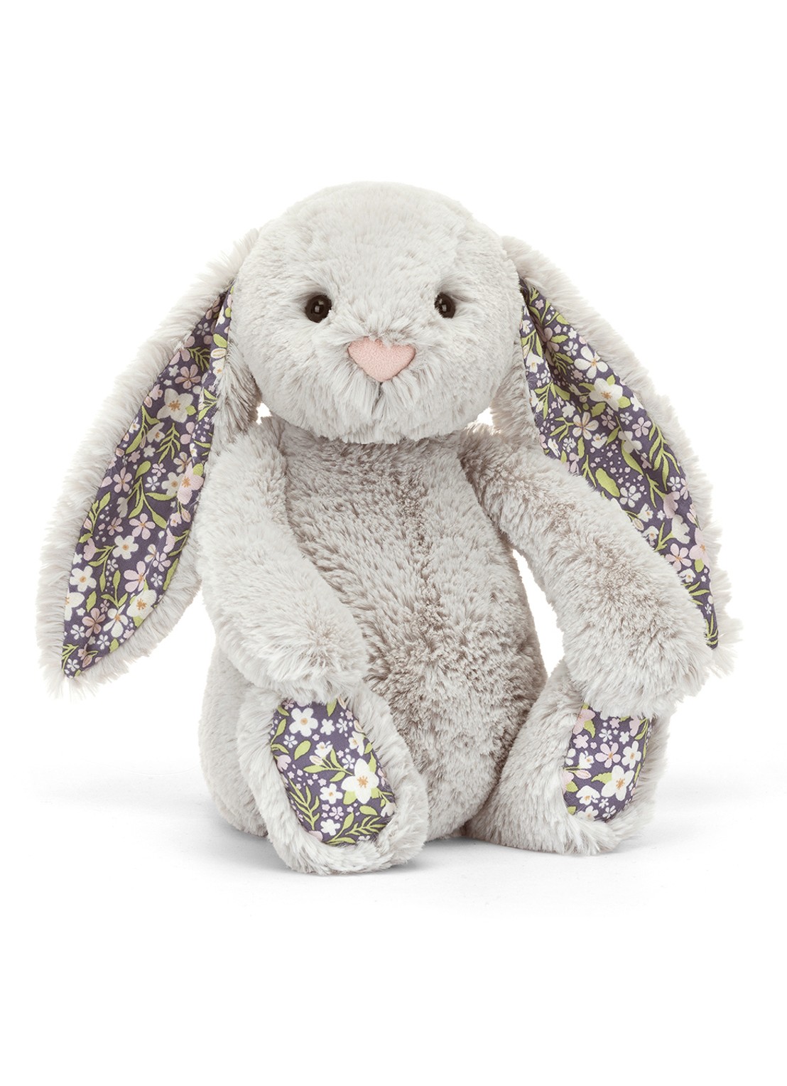 Jellycat Blossom Silver Bunny 'Bloom' knuffel - voorkant 4 grijs