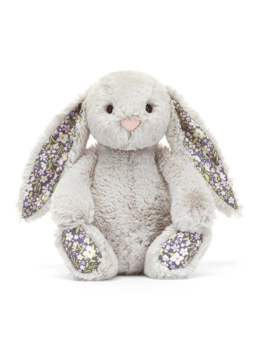 Jellycat Blossom Silver Bunny 'Bloom' knuffel - voorkant 5 grijs