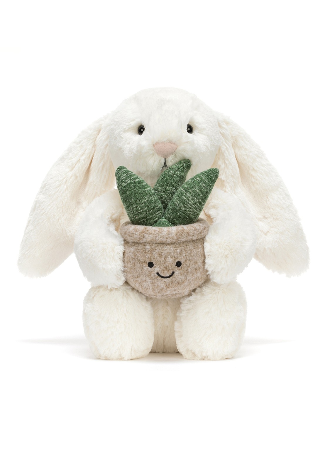 Jellycat Cream Bunny with Plant knuffel 31 cm  - detail 4 creme