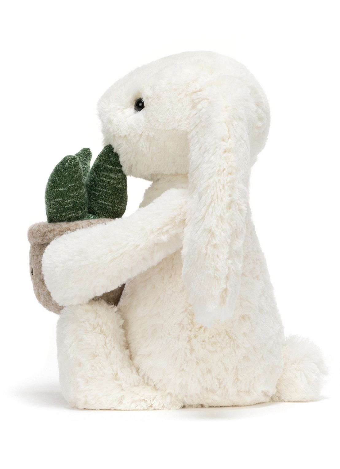 Jellycat Cream Bunny with Plant knuffel 31 cm  - detail 5 creme