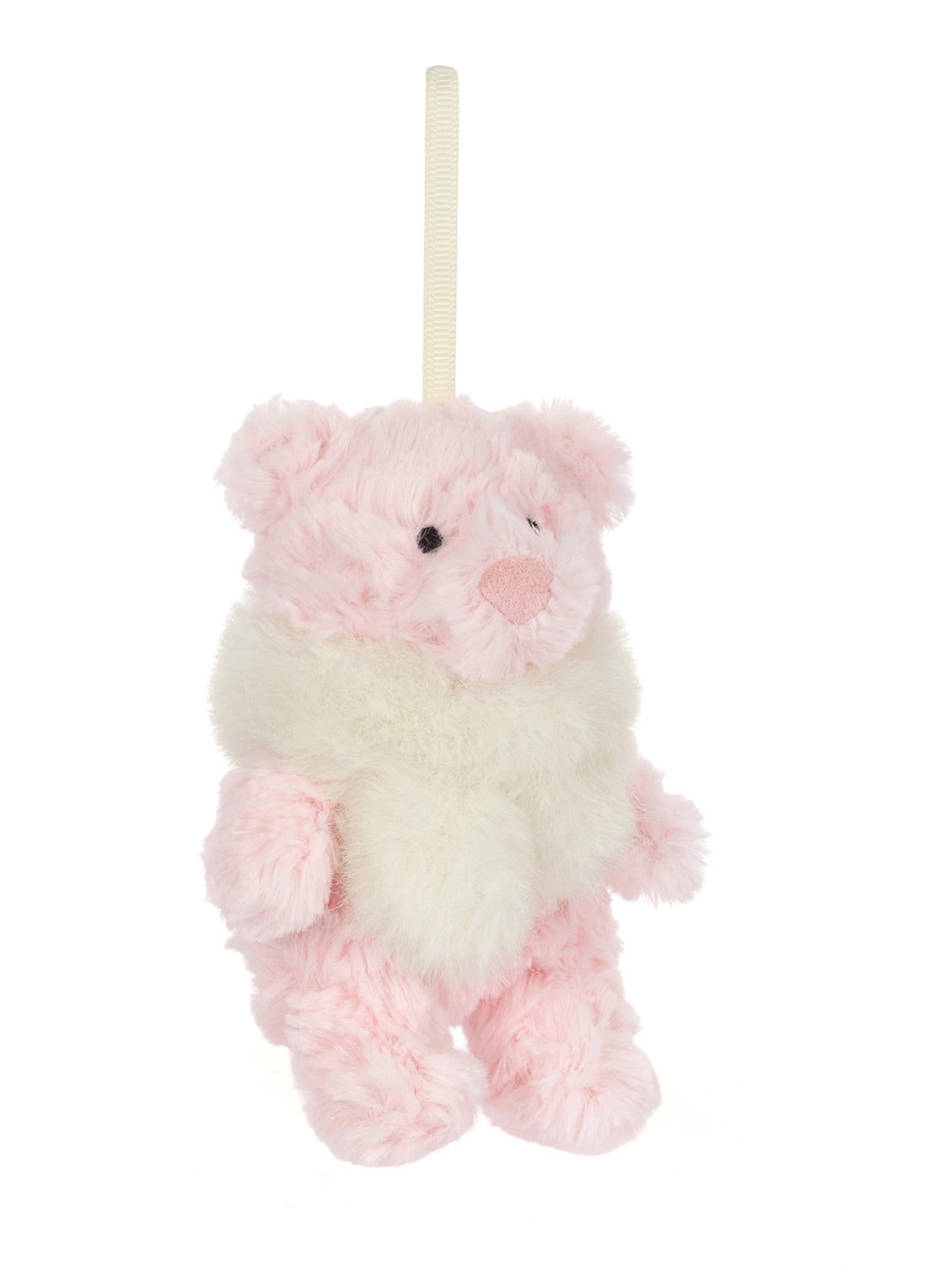 Jellycat Leola Bear Winter Warmer kersthanger 10 cm - detail 3 roze