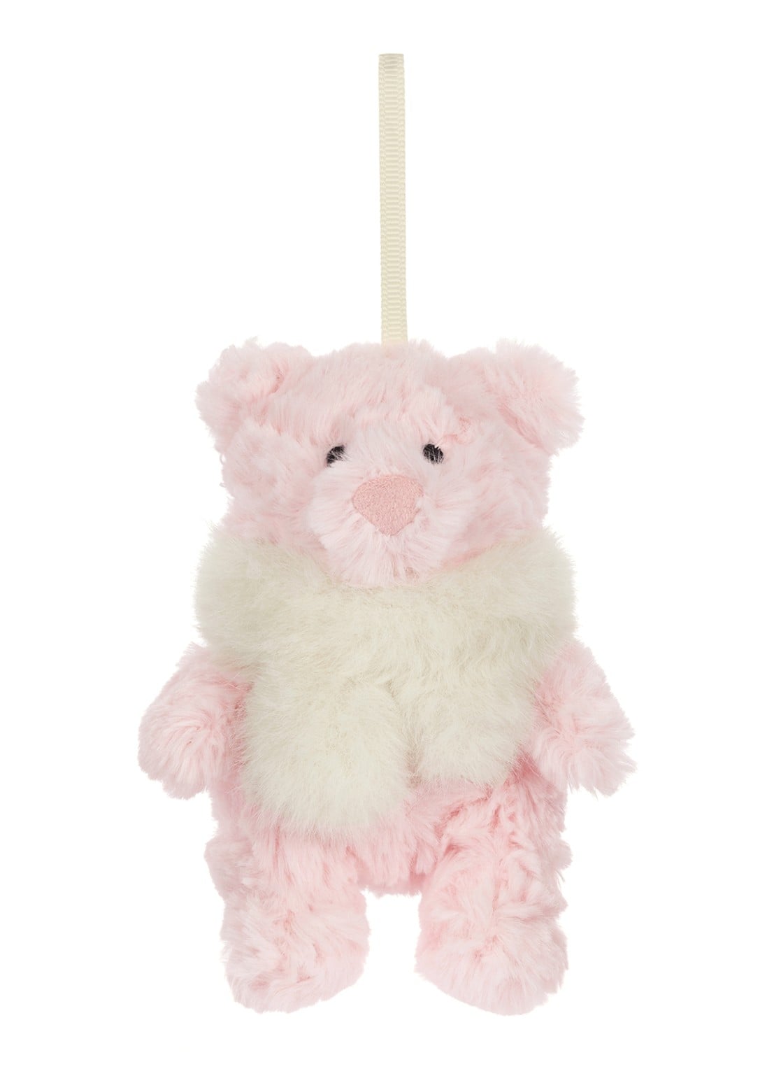 Jellycat Leola Bear Winter Warmer kersthanger 10 cm - voorkant roze
